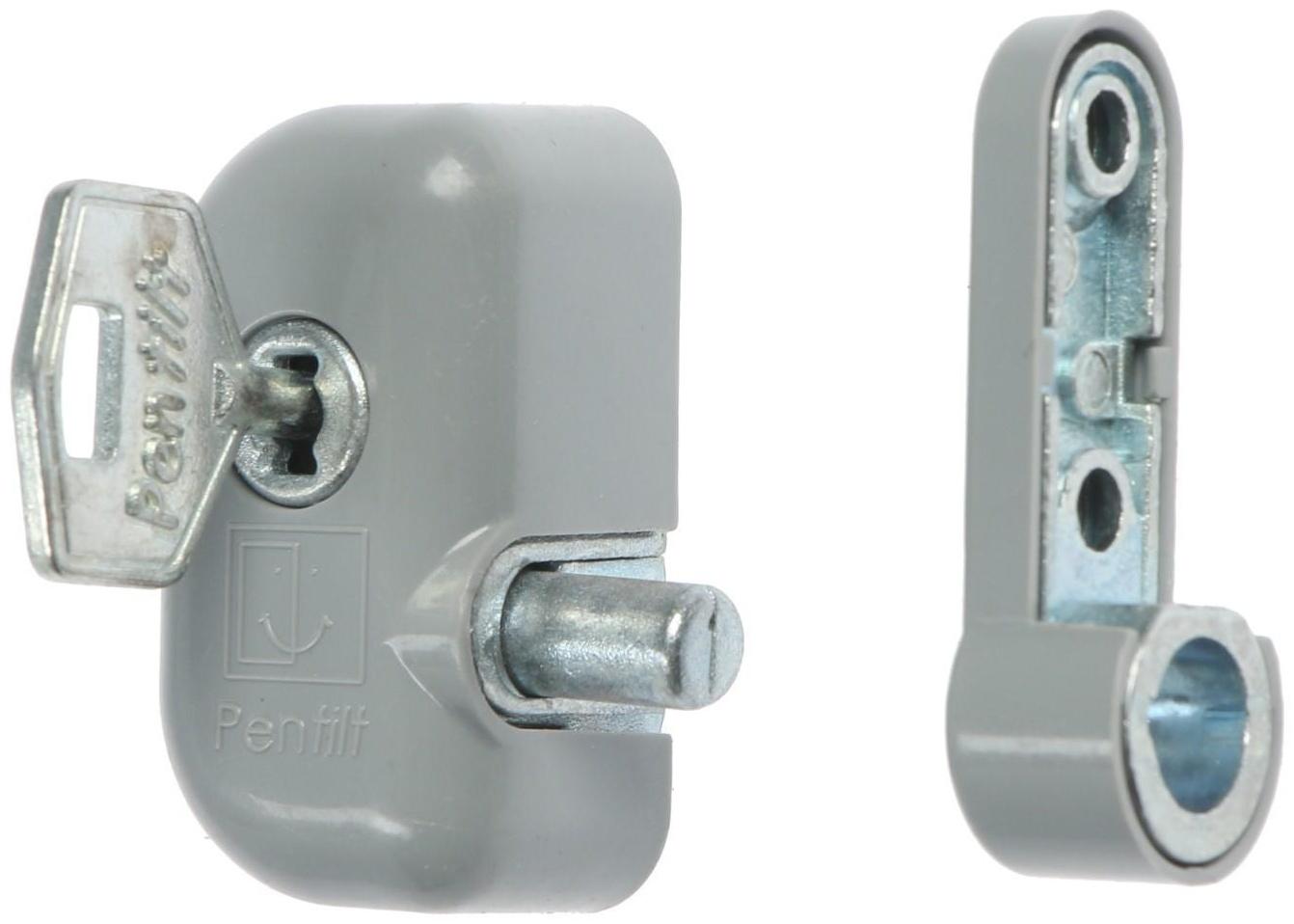 Замок блокирующий для окон Pentilt, с ключом, серый