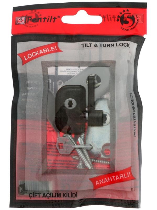 Замок блокирующий для окон Pentilt, с ключом, серый