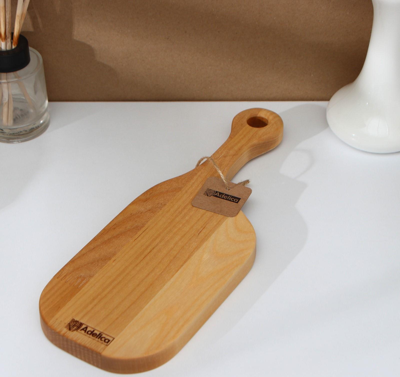 Доска разделочная Adelica, пропитана минеральным маслом, с шильдиком, 30×10×1,8 см, берёза