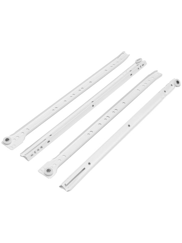 Роликовые направляющие ТУНДРА, L=450 мм, толщина 0,8 мм, белые, 2 шт.