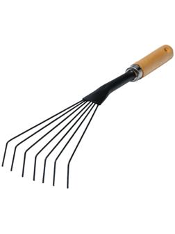 Грабли веерные, проволочные, длина 39,5 см, 7 зубцов, металл, деревянная ручка