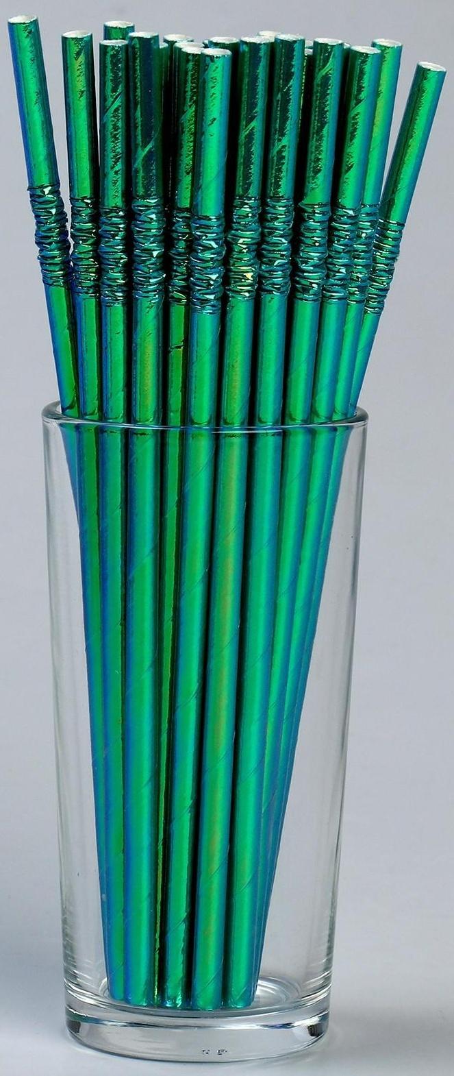 Трубочки для коктейля с гофрой, в наборе 25 штук, цвет бирюзовый