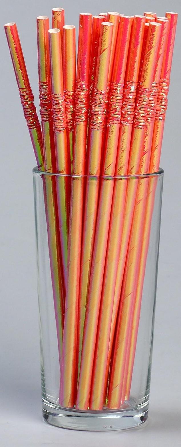 Трубочки для коктейля с гофрой, в наборе 25 штук, цвет розовый