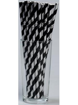 Трубочки для коктейля с гофрой «Спираль», в наборе 25 штук, цвет серебряный, чёрный