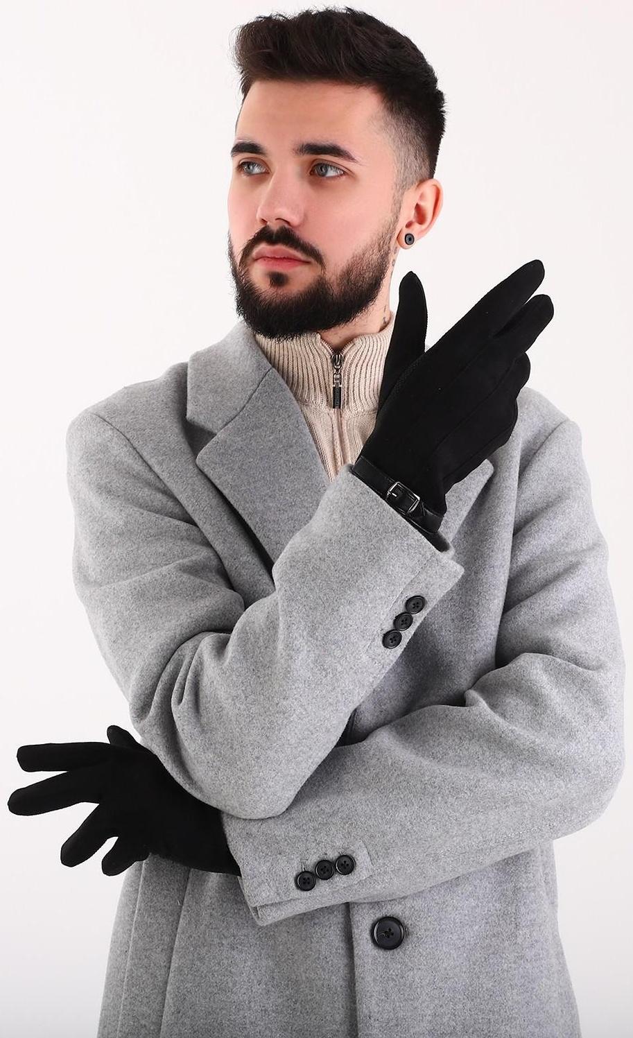 Перчатки мужские, безразмерные, без утеплителя, цвет чёрный