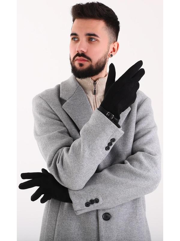 Перчатки мужские, безразмерные, без утеплителя, цвет чёрный