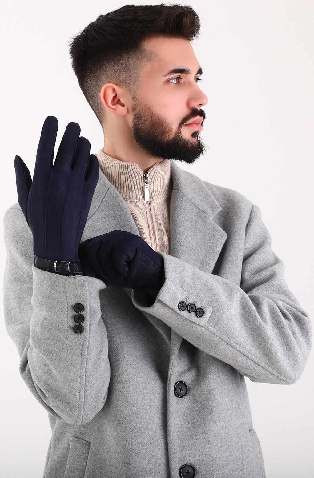 Перчатки мужские, безразмерные, без утеплителя, цвет синий