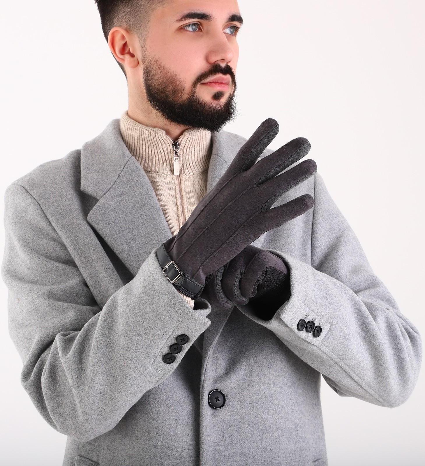 Перчатки мужские, безразмерные, без утеплителя, цвет серый