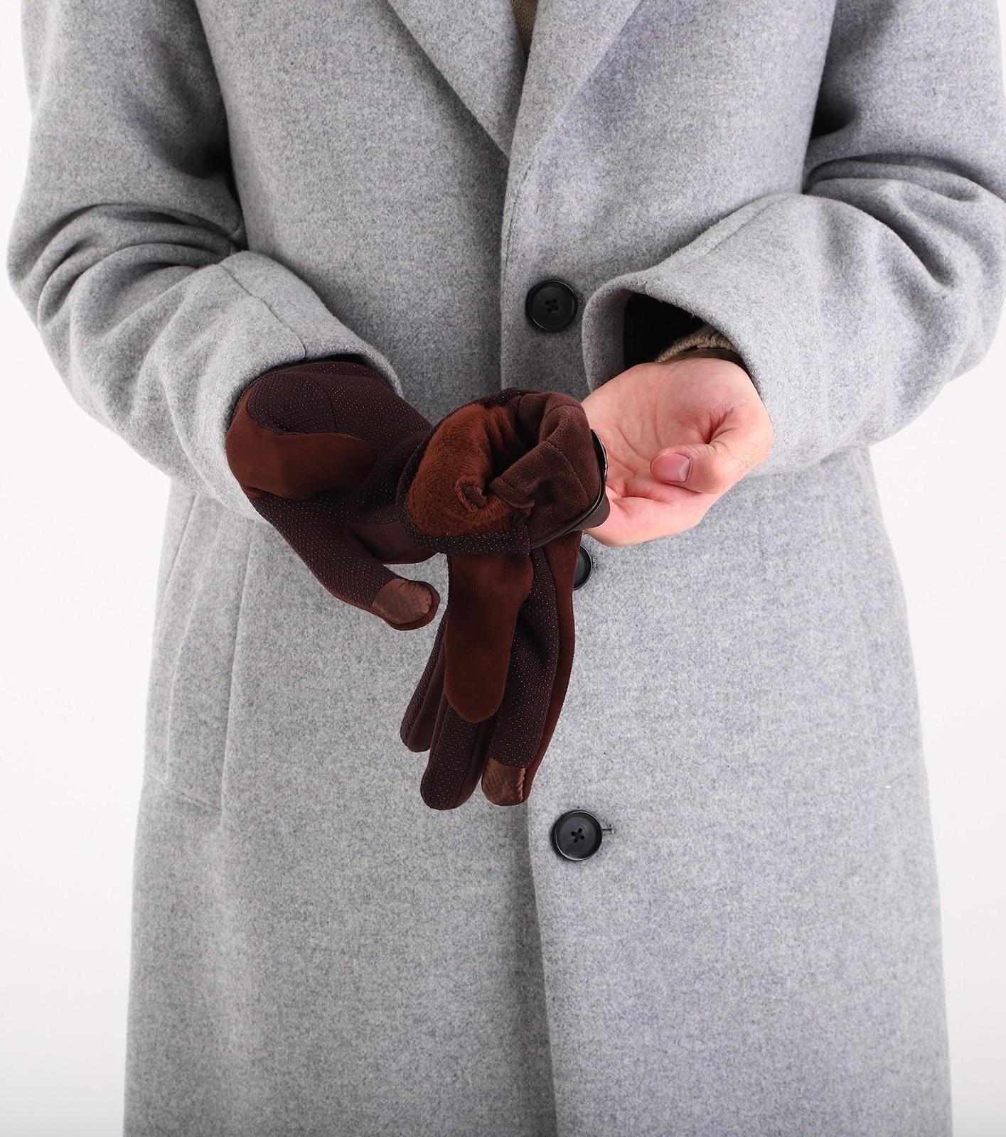 Перчатки мужские, безразмерные, без утеплителя, цвет кофейный