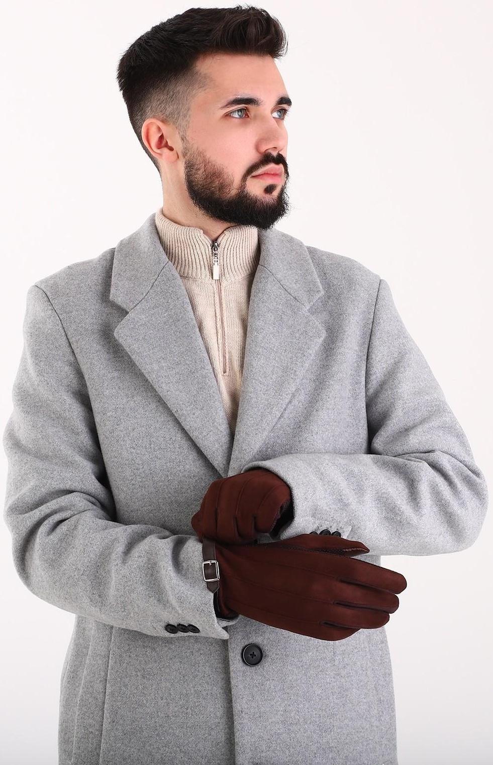 Перчатки мужские, безразмерные, без утеплителя, цвет кофейный