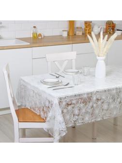 Скатерть «Гибискус», 132×180 см, цвет белый