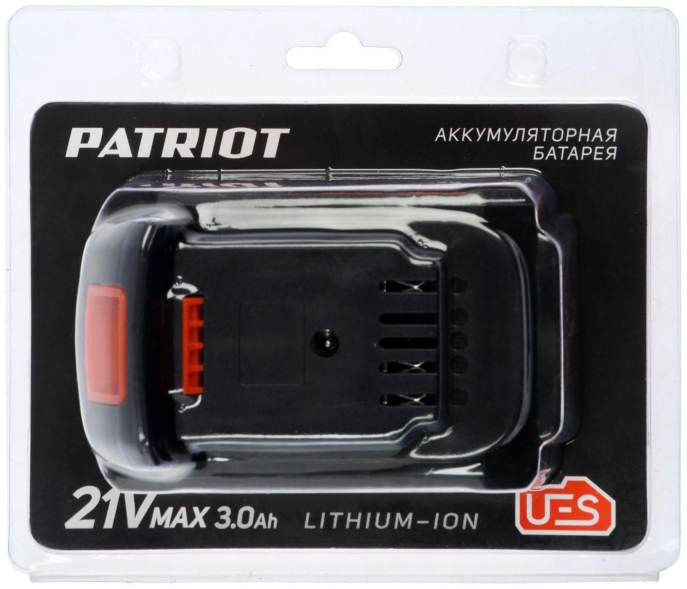 Аккумулятор PATRIOT PB BR 21V, 21 В, Li-ion, 3 Aч, UES, тонкая зарядка