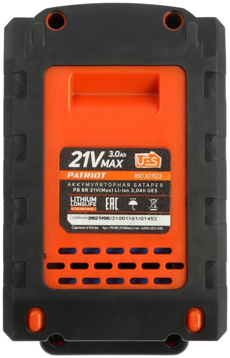 Аккумулятор PATRIOT PB BR 21V, 21 В, Li-ion, 3 Aч, UES, тонкая зарядка