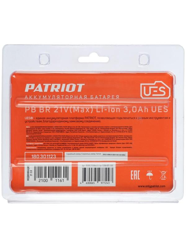 Аккумулятор PATRIOT PB BR 21V, 21 В, Li-ion, 3 Aч, UES, тонкая зарядка