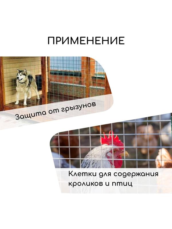 Сетка оцинкованная, сварная, 10 × 0,5 м, ячейка 50 × 50 мм, d = 0,7 мм, Greengo