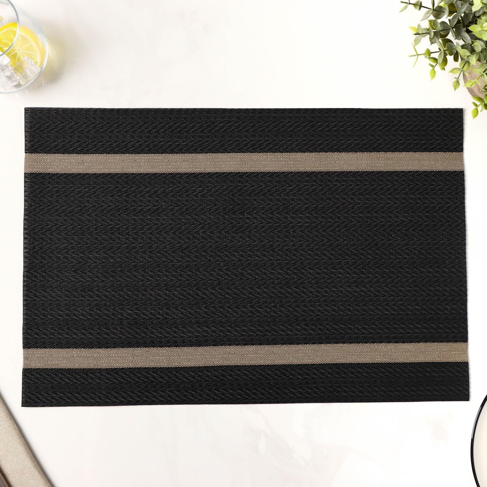 Салфетка сервировочная на стол «Рона», 45×30 см, цвет чёрный
