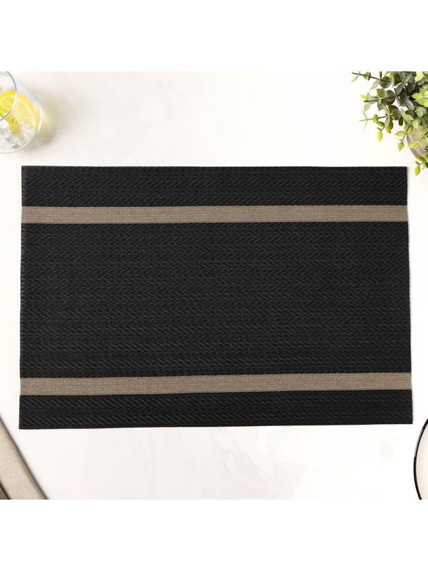 Салфетка сервировочная на стол «Рона», 45×30 см, цвет чёрный