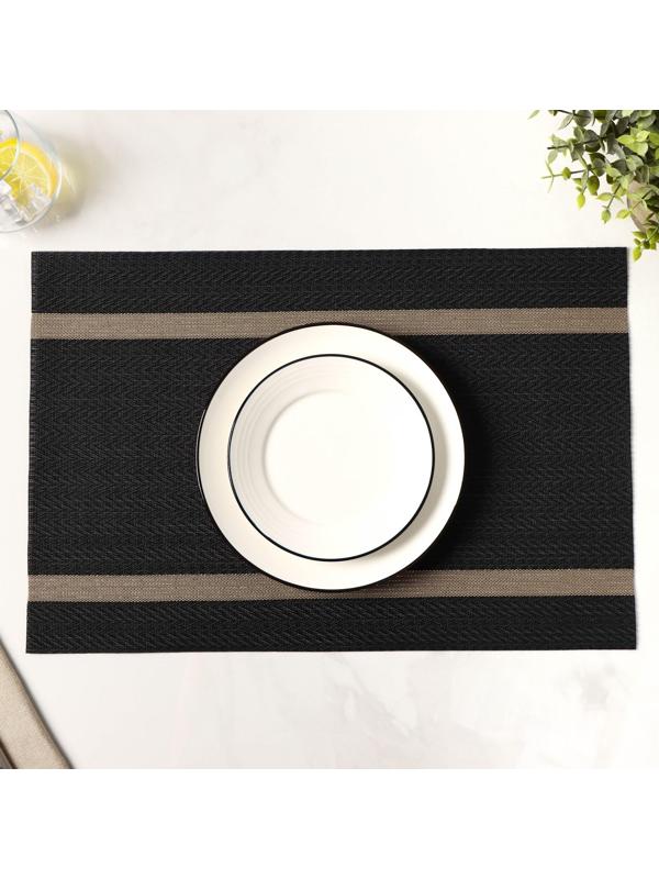 Салфетка сервировочная на стол «Рона», 45×30 см, цвет чёрный