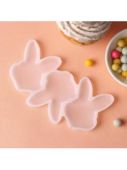 Форма для леденцов Доляна «Заяц»,13×7,5×0,7 см, 3 ячейки