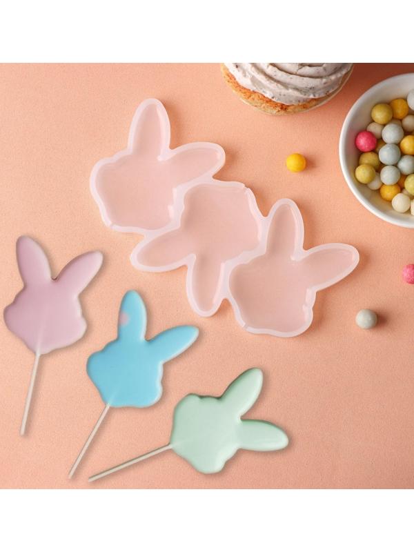 Форма для леденцов Доляна «Заяц»,13×7,5×0,7 см, 3 ячейки