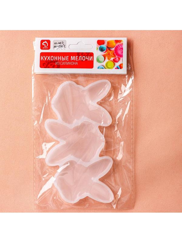 Форма для леденцов Доляна «Заяц»,13×7,5×0,7 см, 3 ячейки