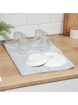 Коврик для сушки посуды Доляна «Лофт», 38×50 см, микрофибра, цвет светло-серый