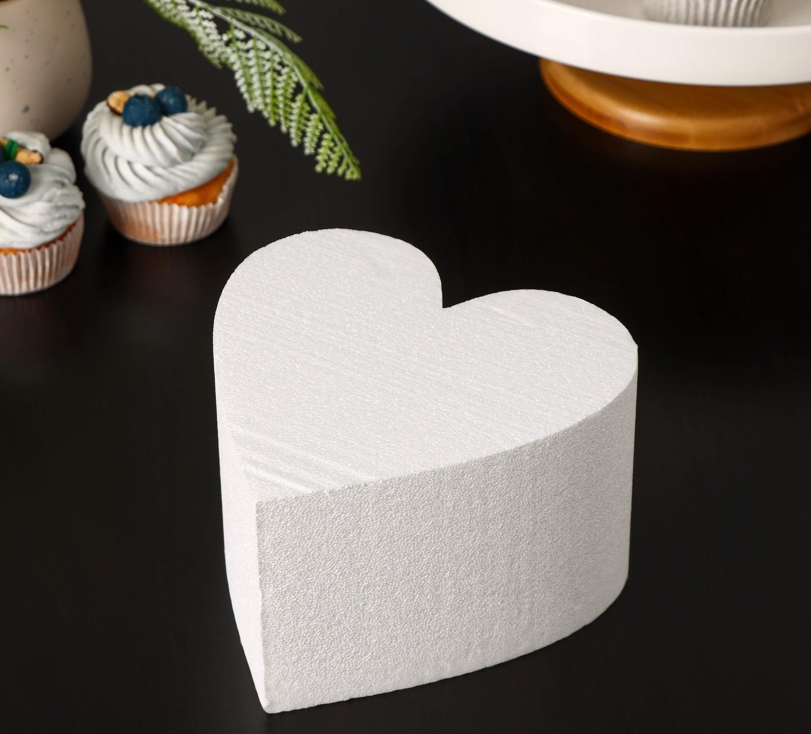 Фальшярус для торта «Сердце», d=16 см, h=10 см, цвет белый