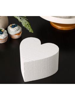 Фальшярус для торта «Сердце», d=16 см, h=10 см, цвет белый