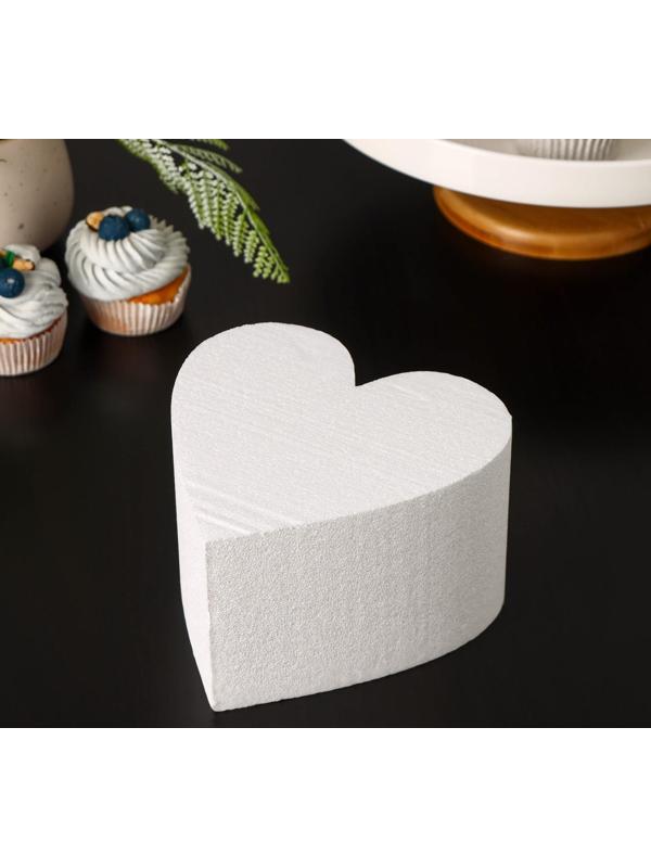 Фальшярус для торта «Сердце», d=16 см, h=10 см, цвет белый