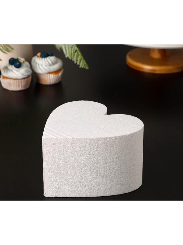 Фальшярус для торта «Сердце», d=16 см, h=10 см, цвет белый