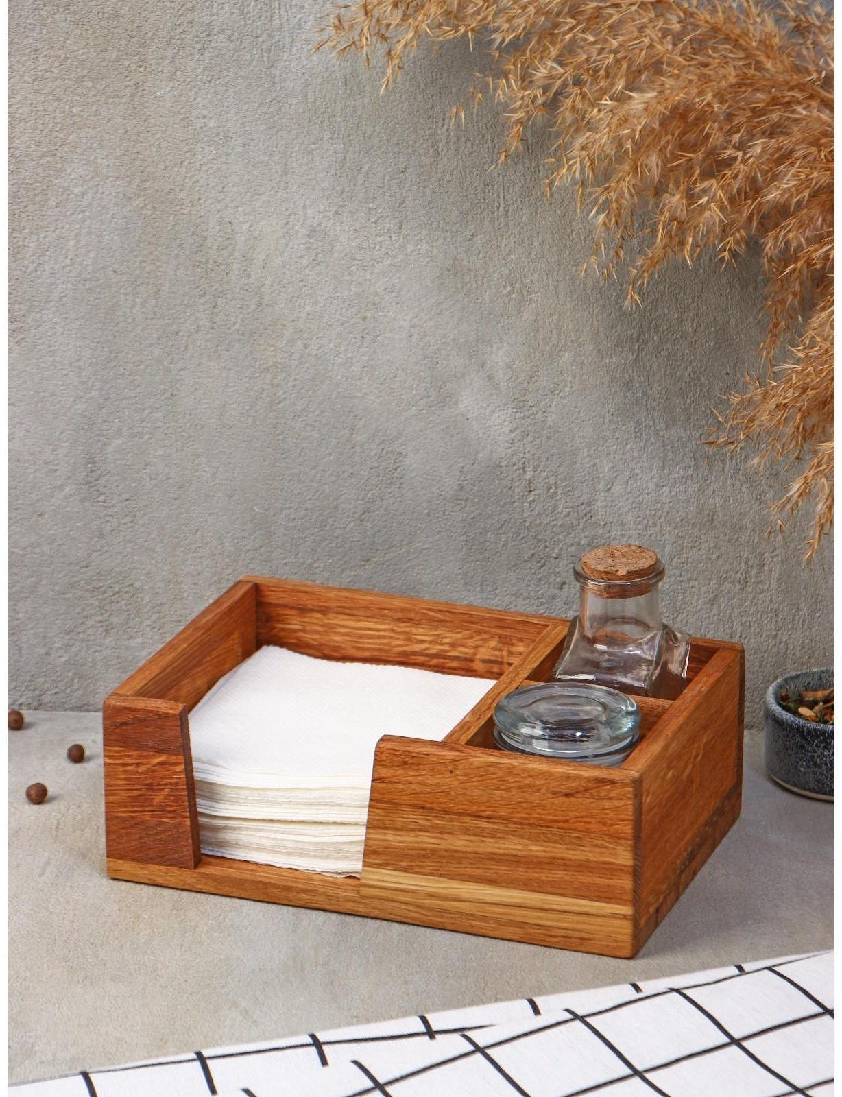 Подставка - салфетница Adelica, 21,5×15×7,5 см, дуб