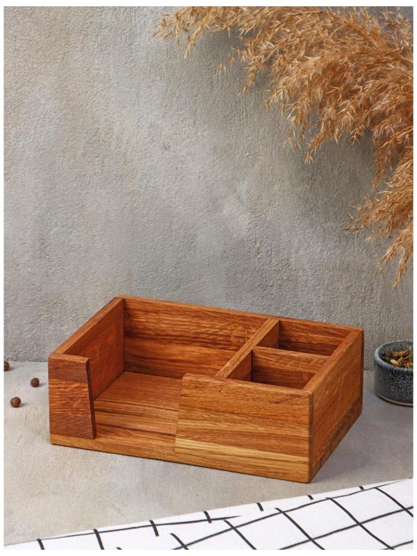 Подставка - салфетница Adelica, 21,5×15×7,5 см, дуб