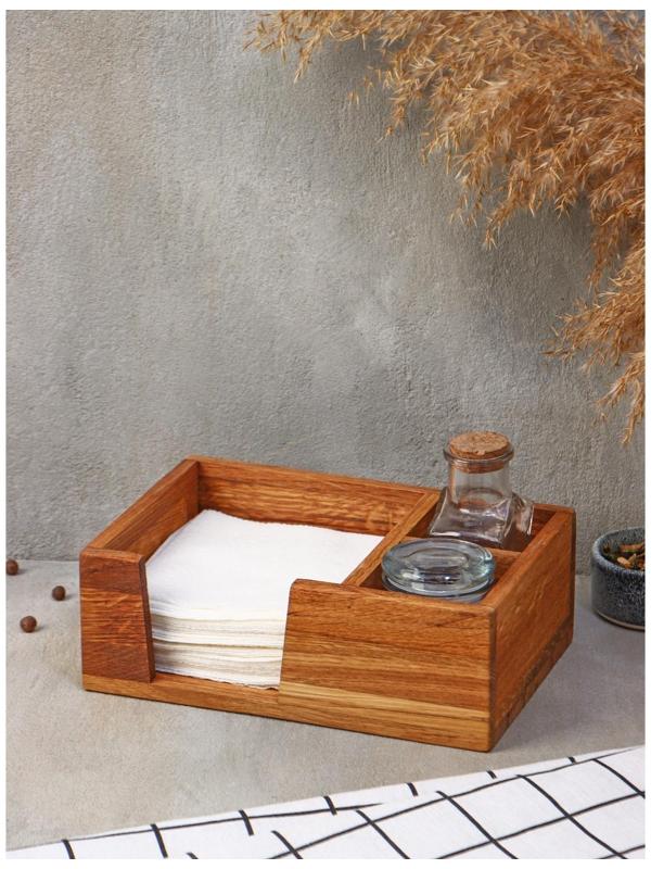 Подставка - салфетница Adelica, 21,5×15×7,5 см, дуб