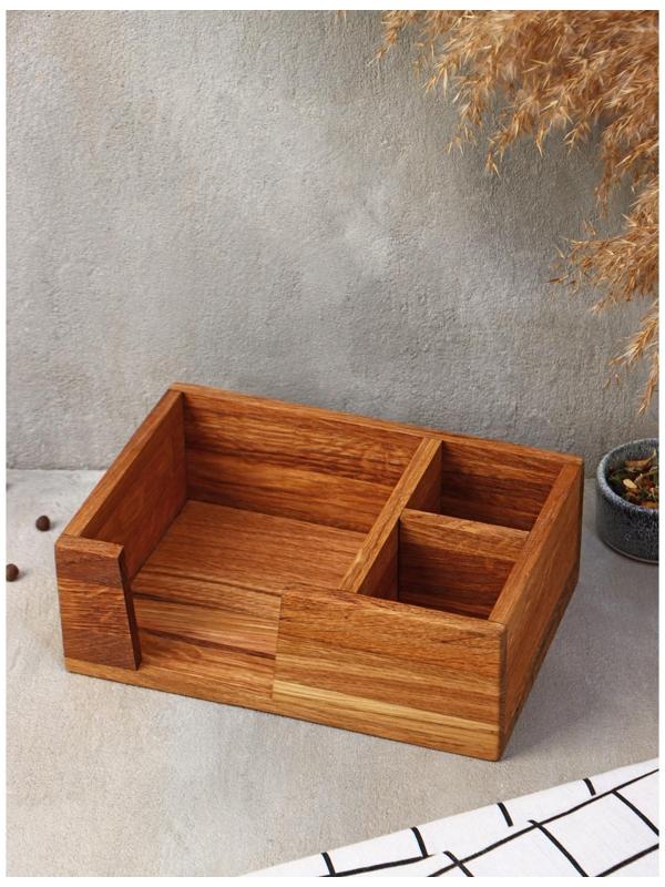 Подставка - салфетница Adelica, 21,5×15×7,5 см, дуб