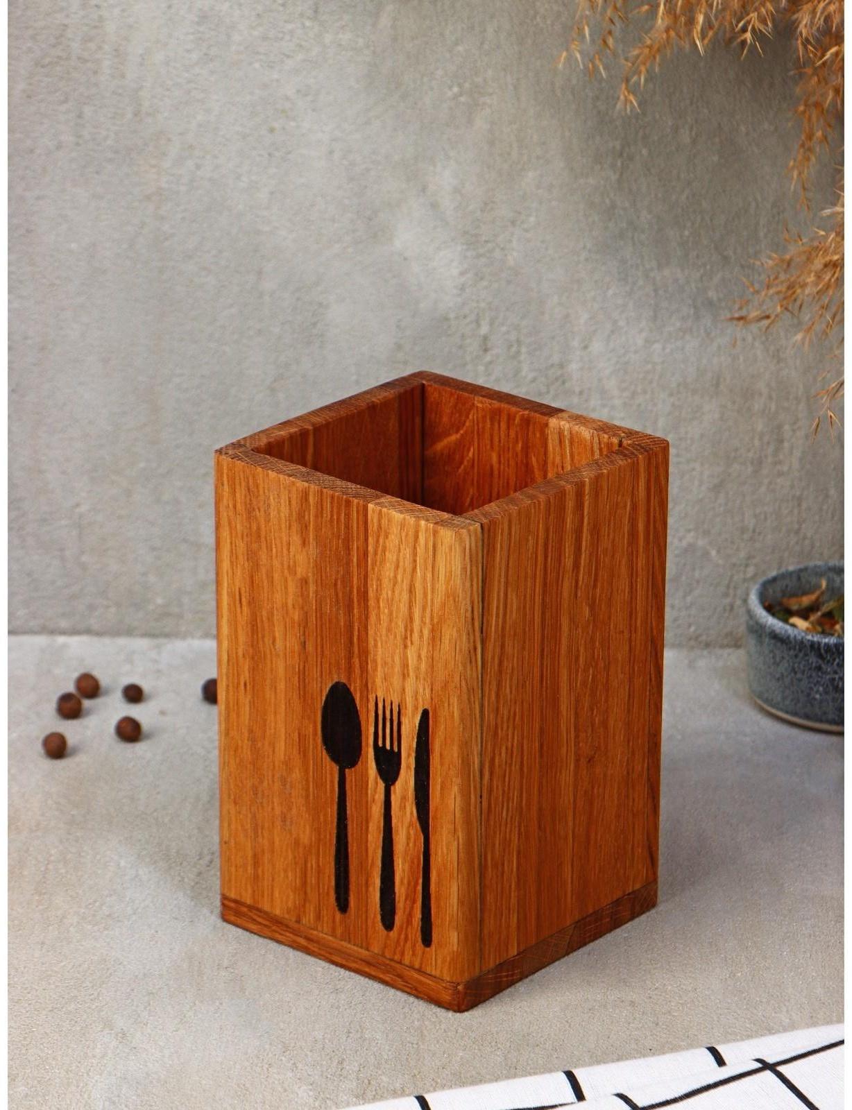Подставка для столовых приборов Adelica, 9×9×14 см, дуб