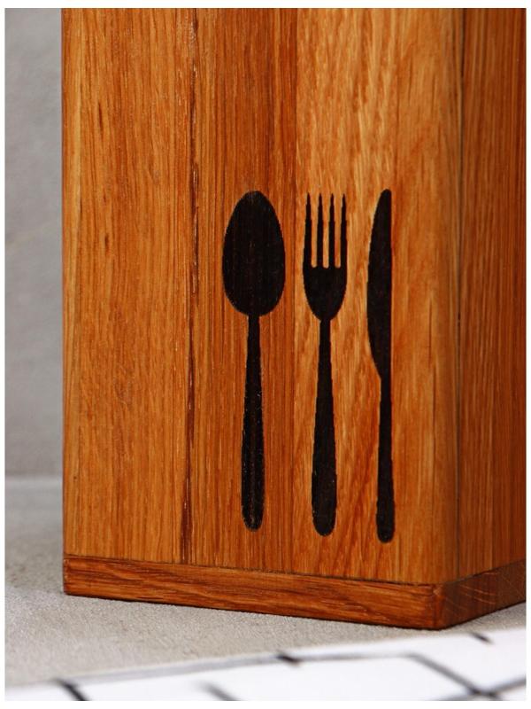 Подставка для столовых приборов Adelica, 9×9×14 см, дуб