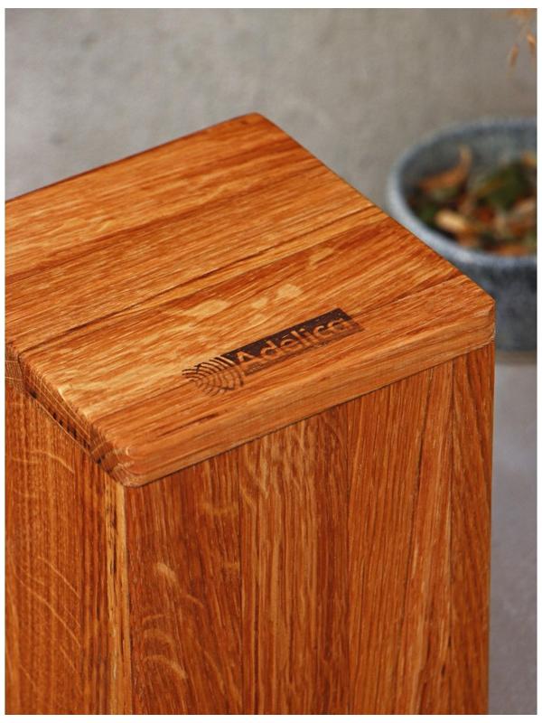 Подставка для столовых приборов Adelica, 9×9×14 см, дуб