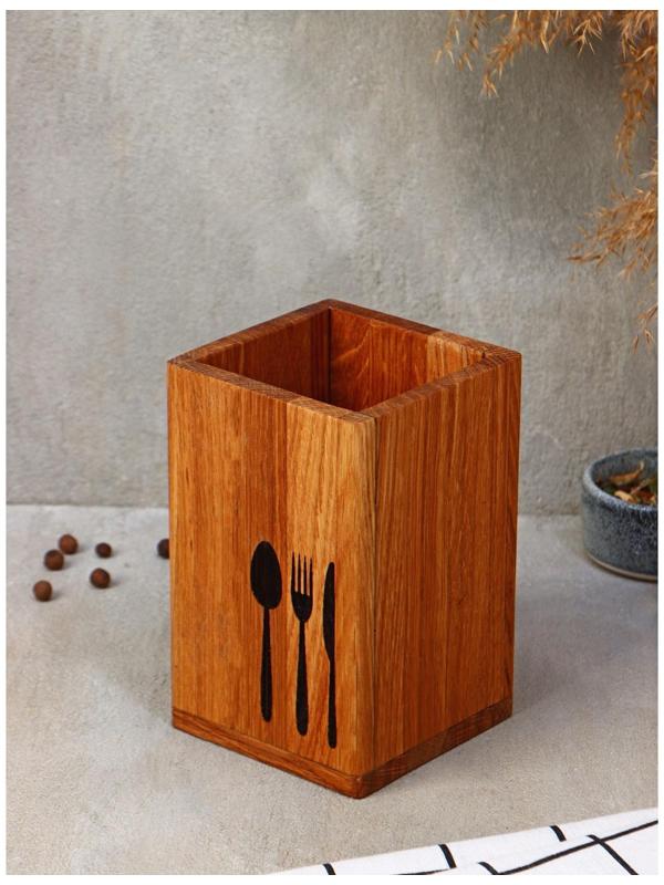 Подставка для столовых приборов Adelica, 9×9×14 см, дуб