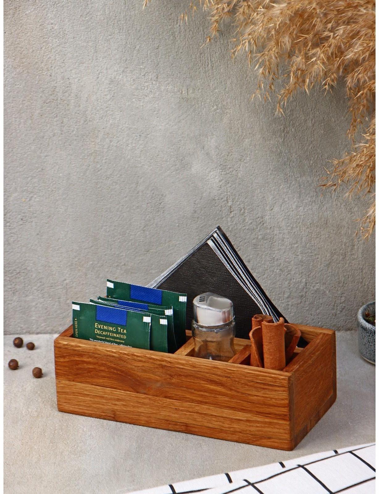 Подставка-органайзер Adelica, 4 секции, дуб