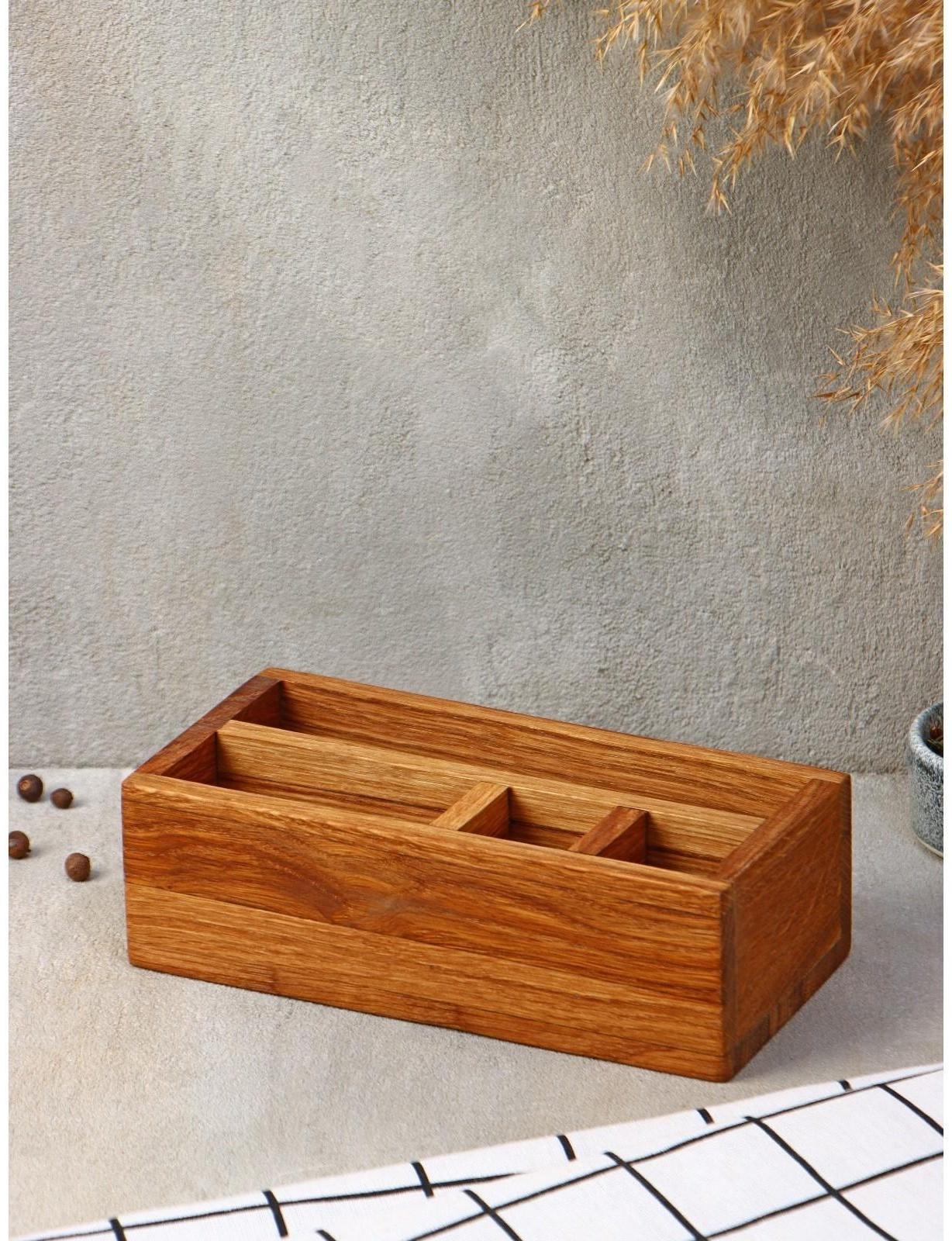 Подставка-органайзер Adelica, 4 секции, дуб