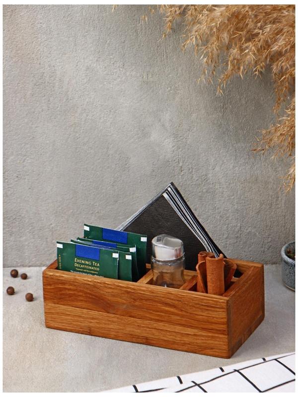 Подставка-органайзер Adelica, 4 секции, дуб