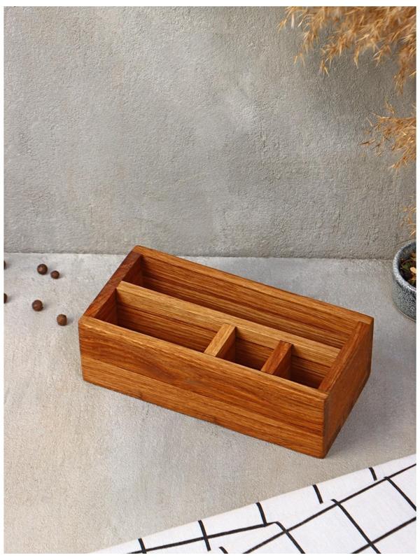 Подставка-органайзер Adelica, 4 секции, дуб