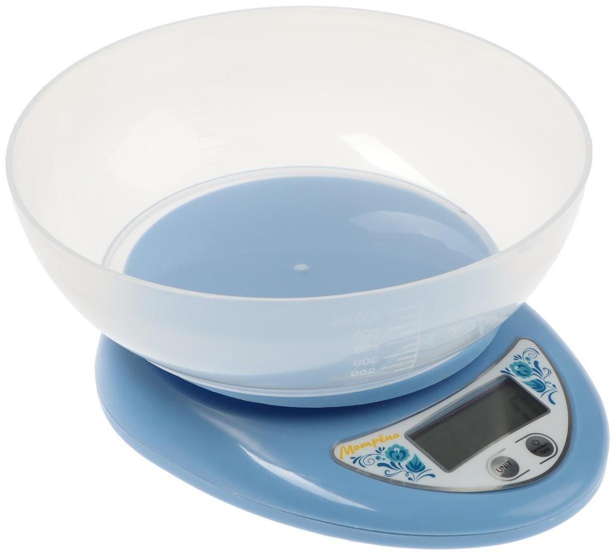 Весы кухонные  МАТРЁНА МА-186, электронные, до 5 кг, голубые