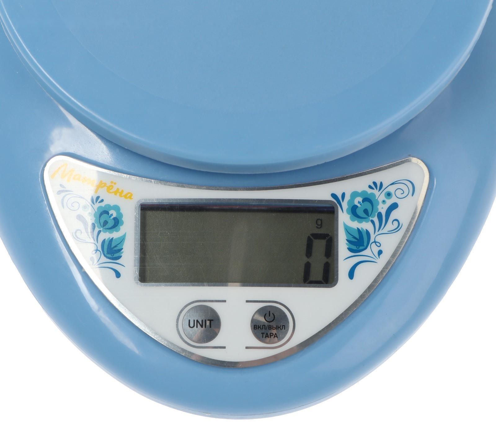 Весы кухонные  МАТРЁНА МА-186, электронные, до 5 кг, голубые