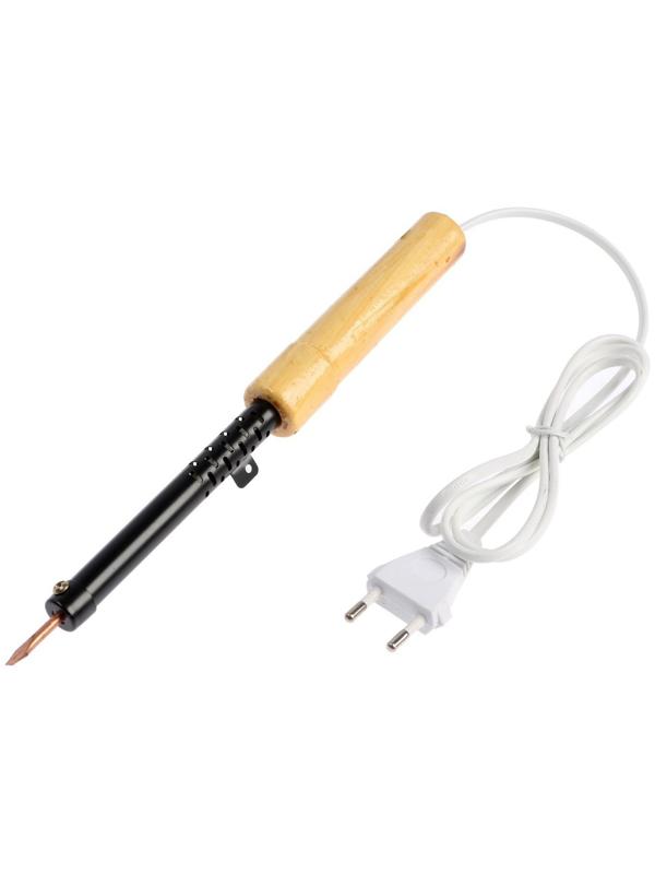 Паяльник ТУНДРА, ЭПСН, деревянная рукоятка, клиновидное жало d=3.5 мм, 25 Вт, 220 В