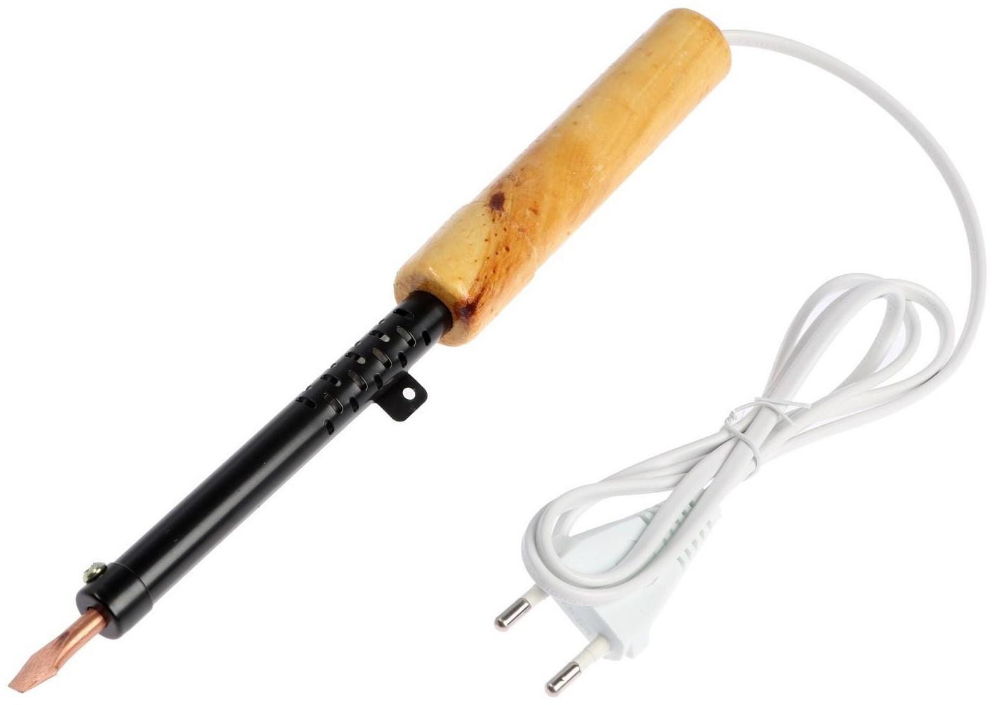 Паяльник ТУНДРА, ЭПСН, деревянная рукоятка, клиновидное жало d=5.2 мм, 65 Вт, 220 В