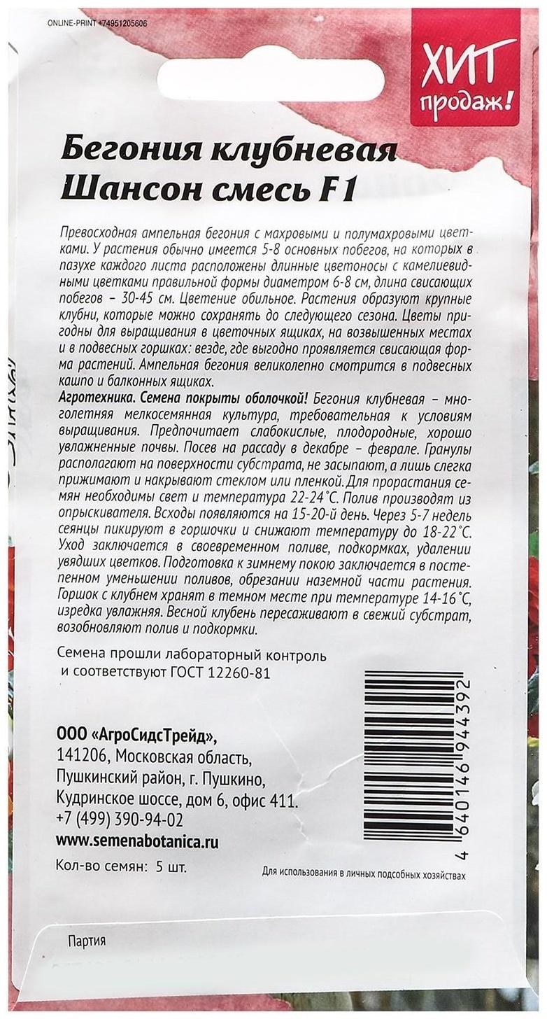 Семена Цветов Бегония 