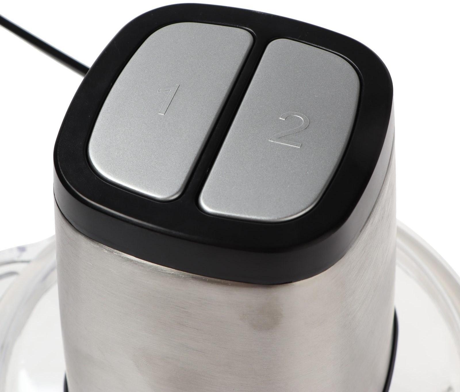 Измельчитель WILLMARK WMC-7288SS, стекло, 550 Вт, 2 л, 2 скорости, серебристо-чёрный