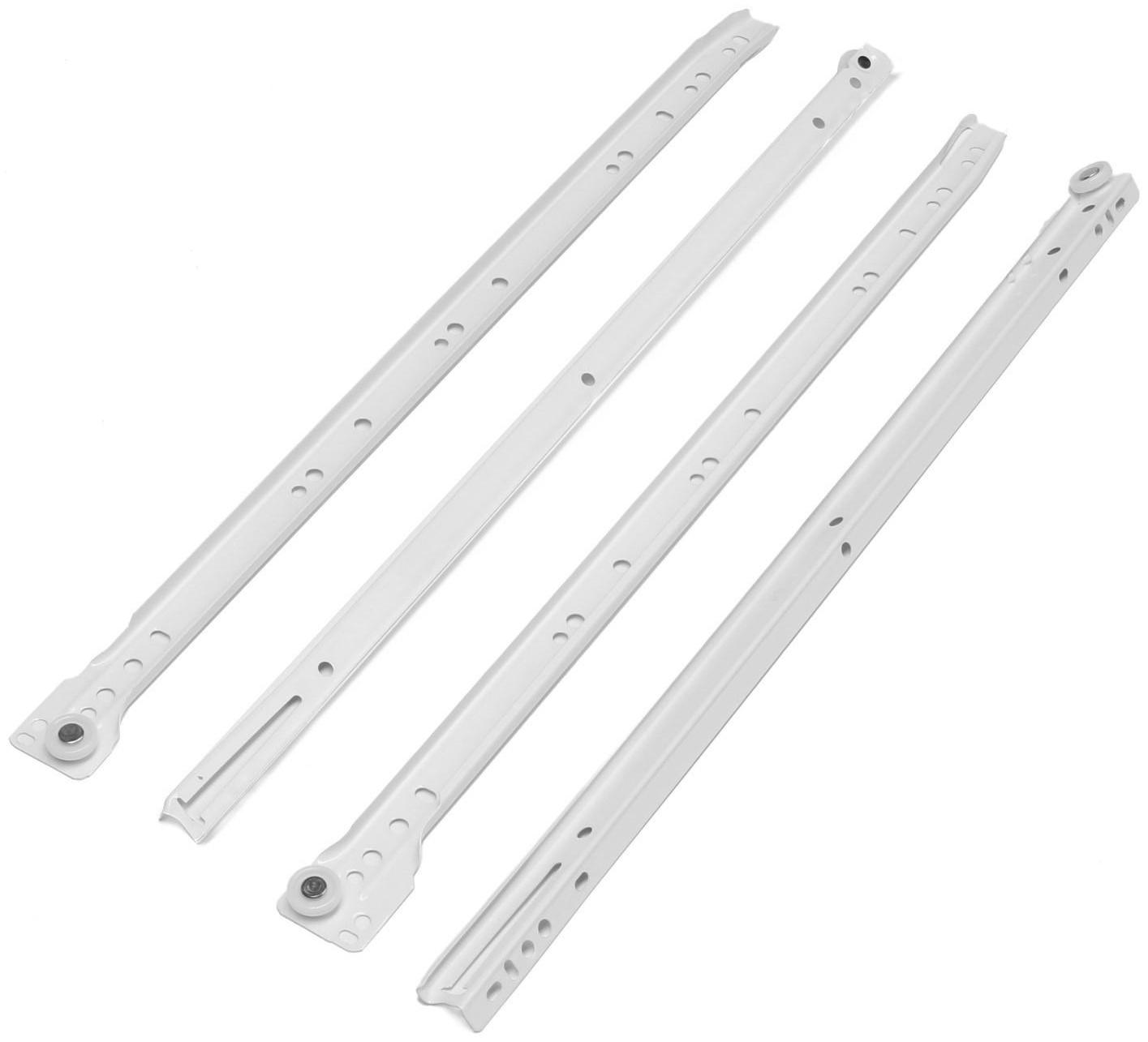 Роликовые направляющие ТУНДРА, L=500 мм, толщина 0,8 мм, белые, 2 шт.