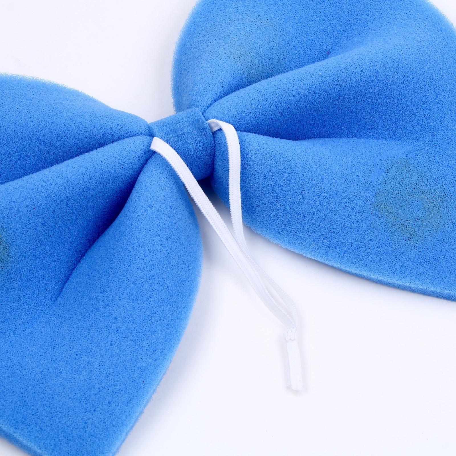 Карнавальный бант Клоуна синий с желтым горохом 25*20см,поролон